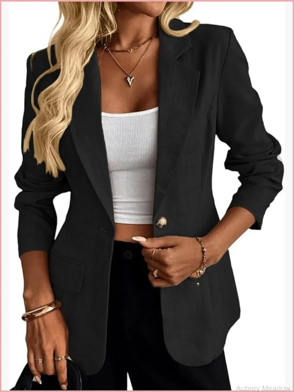 Lightweight Open-Front Blazer Jacket with Pockets Womens Work
